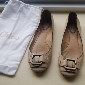 Chloe nude leather flats size 8 with buckle